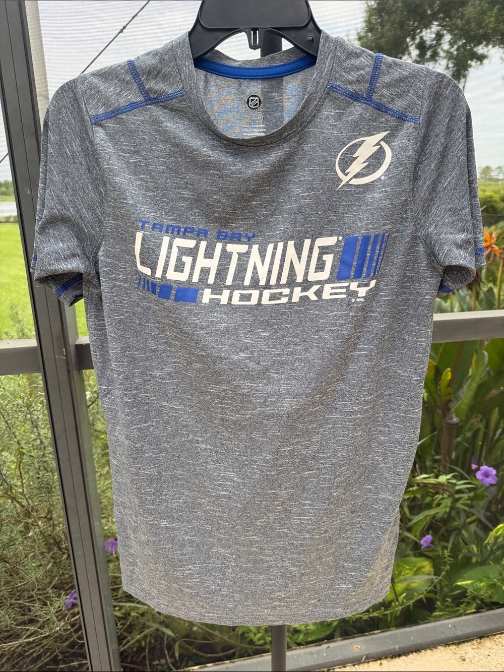 NHL Tampa Bay Lightning Gray and Blue Short Sleeve Tee